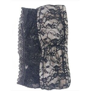 DKNY Bandeau Bra; Sz S Padded;Black Stretch Lace Overlay No Straps Mm79